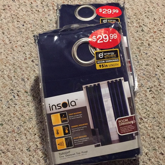 Insola Accents 2 95 Length Navy Blue Blackout Curtains Poshmark